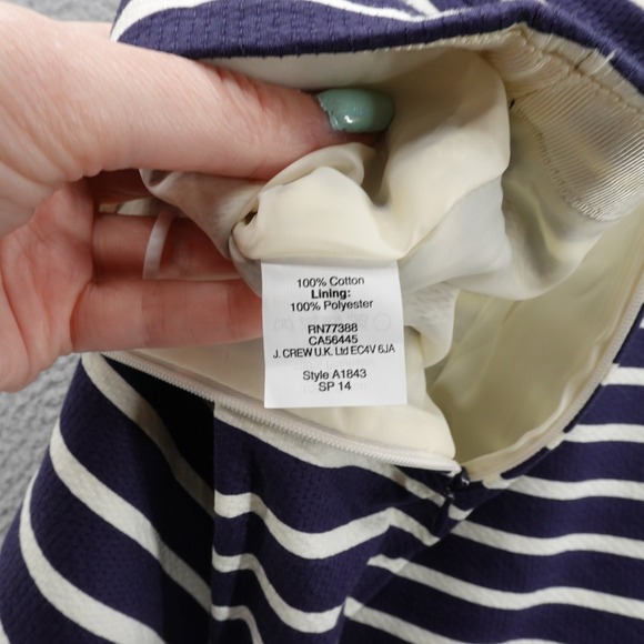 J Crew No 2 Pencil Skirt Size 6 Navy Blue Ivory Stripe Womens Career Preppy - Picture 11 of 13